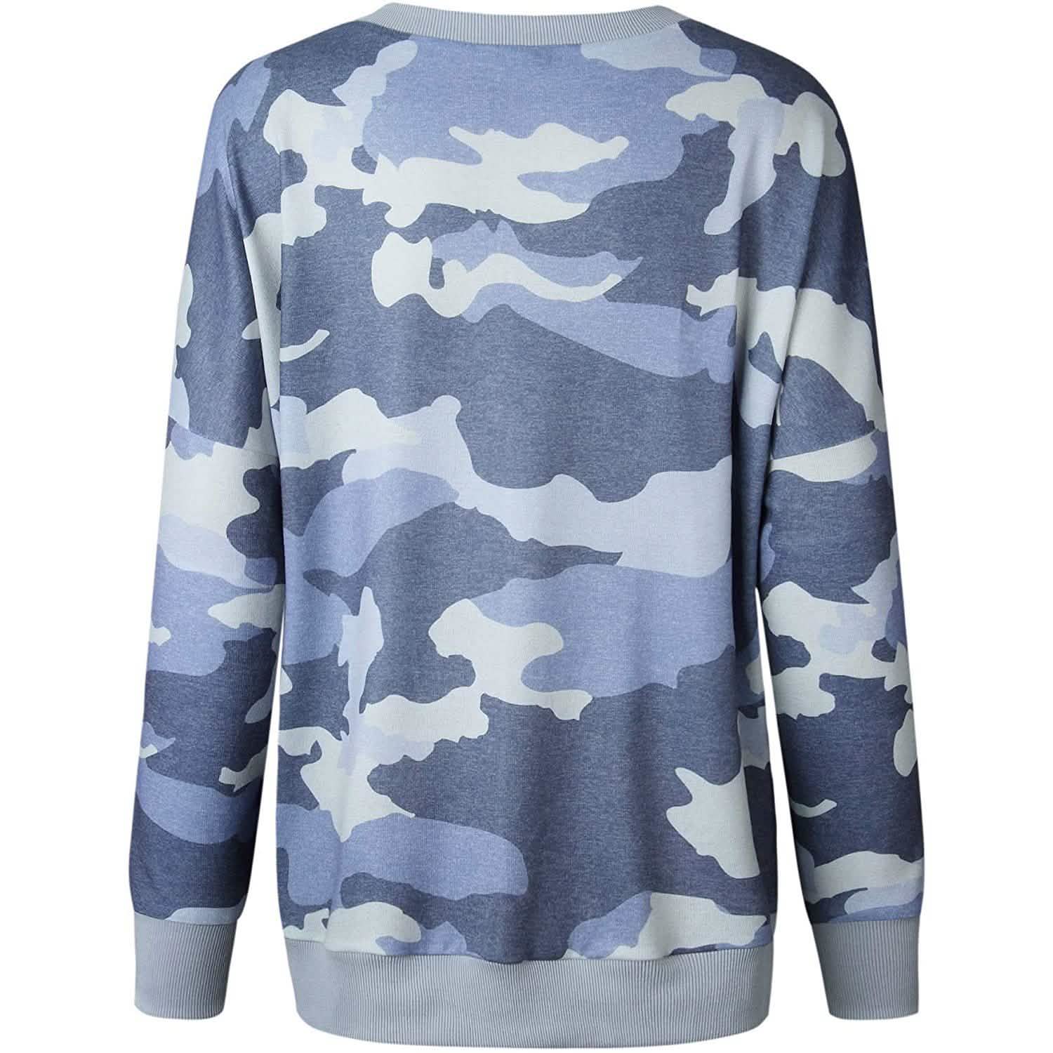 Women's Camouflage Print Casual Leopard Pullover Long Sleeve Sweatshirts