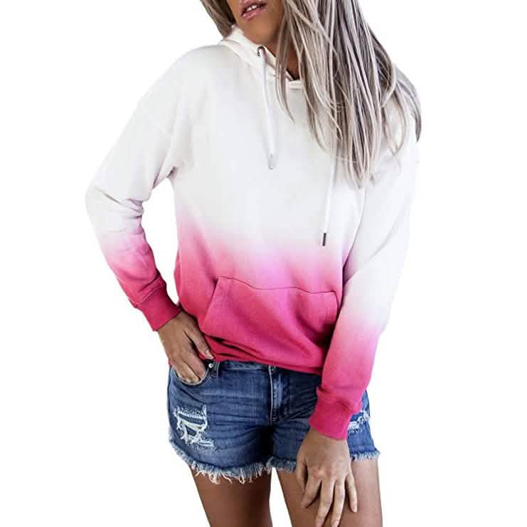 Women's Casual Hooded Sweatshirt Loose Drawstring Pullover Hoodie